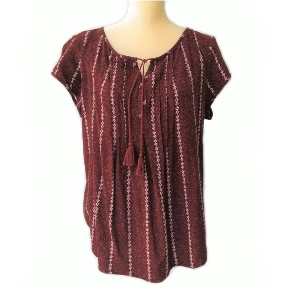 Sonoma Tops - Sonoma Women Print Pattern Front Tie Blouse Size L